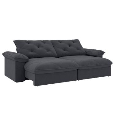 Imagem de Sofá Retrátil E Reclinável 4 Lugares 2,30m Slim Amsterdã Cinza Cinza