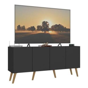 Imagem de Rack Retrô Para Até 50 Polegadas Com Mp1071 Preto natural - MULTIMOVEI