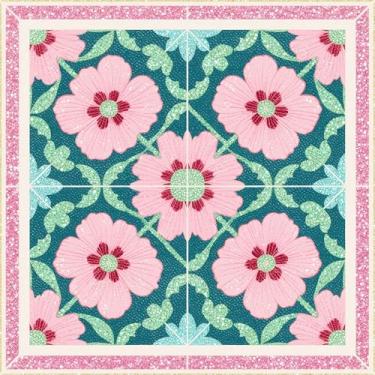 Imagem de HOMETITUTE 10 peças de azulejos de piso de design floral de 30,5 x 30,5 cm, destacam e colam adesivos removíveis de vinil para cozinha, banheiro, sala de estar, entrada, decoração de casa