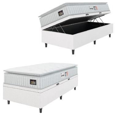 Imagem de Cama Box Baú Solteiro Colchão Espuma D33 Pillow Top Van Gogh 88x188x65cm Branco Hellen