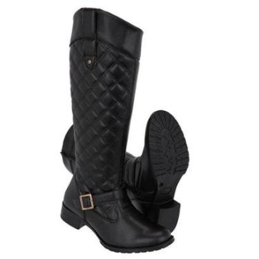 Imagem de Bota Feminina Montaria Cano Longo Bordado Lateral Conforto e Estilo-Feminino