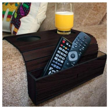 Imagem de Kit Bandeja Esteira Para Braço De Sofá Com Porta Copos E Controle