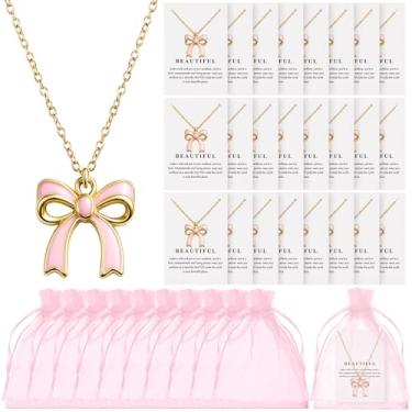 Imagem de Tondiamo Colar de laço de festa com laço a granel para mulheres, joias de fita, pingentes, pingentes, presentes de Natal para festas, Classic, liga metálica, aço inoxidável, Sem Pedra Preciosa