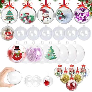 Imagem de Bolas de enfeites de Natal preenchíveis com 24 peças transparentes para pendurar 70 mm, 80 mm, 90 mm, enfeites de plástico transparente para artesanato, decoração de árvore de Natal, decoração de casa
