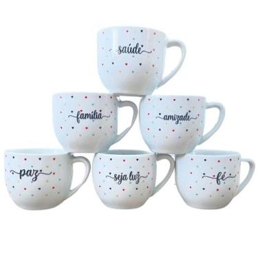 Imagem de Kit Jogo Conjunto 6 Xícaras de Café e Chá 170ml - Porcelana Branca com