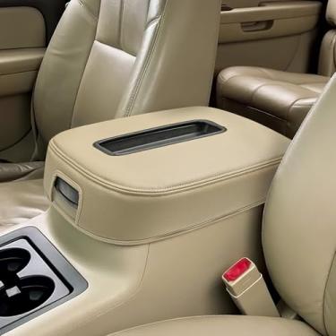 Imagem de Capa de apoio de braço para console central para Chevy Silverado Tahoe Suburban 2007-2013 e GMC Sierra 1500 2500 3500 acessórios Yukon, protetor de descanso de braço de couro de vinil, somente assento