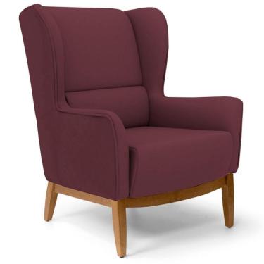 Imagem de Poltrona Decorativa Base Manu Madeira Milena Veludo C-278 Marsala - Domi