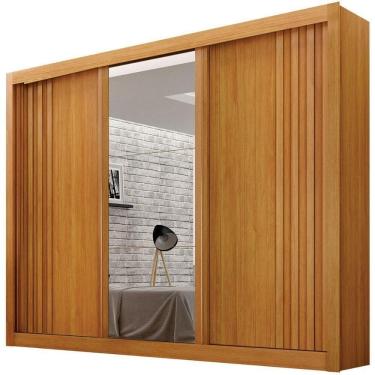 Imagem de Guarda Roupa Milano Cinamomo 3 Portas Com Espelho 4 Gavetas Leifer Móveis