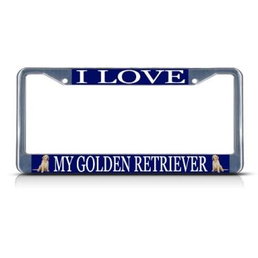 Imagem de Fastasticdeals Love My Golden Retriever Capa de suporte de placa de carro para cachorro