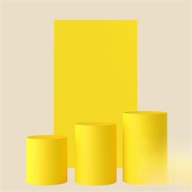 Imagem de Kit Capa De Painel Romano Liso Retângulo Dupla Face Duas Cores E Trio Cilindros De Malha Gel Premium(Amarelo)