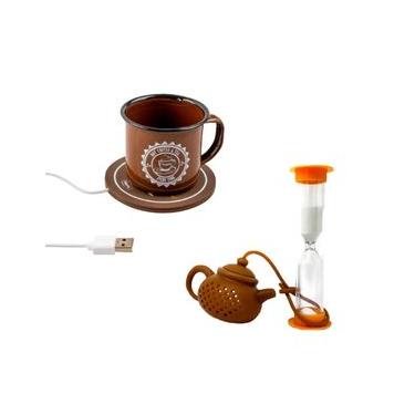 Imagem de Jogo Xícara Com Aquecedor USB Infusor Chá Estilo Timer Prana