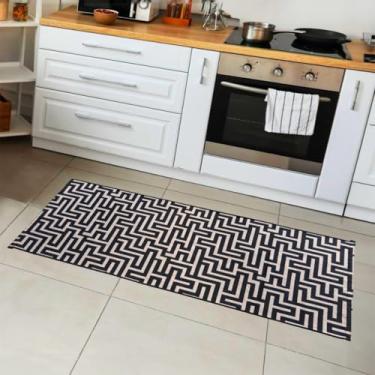 Imagem de Passadeira Antiderrapante para Cozinha Sala e Lavanderia – Tapete Lavável e Antiácaro (Labirinto)