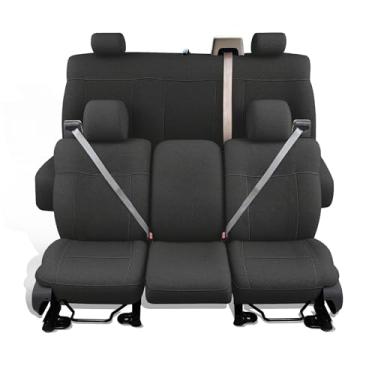 Imagem de Jokuye Capas de banco dianteiro e traseiro de ajuste personalizado para Ford F150 XLT Super Cab 2004 2005 2006 2007 2008, tecido de malha resistente, fácil instalação e limpeza - preto