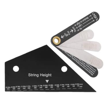 Imagem de SUNGOOYUE Medidor de Haste de Treliça de Guitarra e Medidor de Ação de Corda, Conjunto de Ferramentas 2 Em 1 de Aço Inoxidável Com Escala de Altura de Captação para Configuração de Baixo