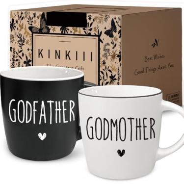 Imagem de Conjunto de canecas de café Promoted To Godparent Presentes, presente de pedido de padrinhos do afilhado, canecas combinando exclusivas para padrinhos, padrinho madrinha presentes para batismo