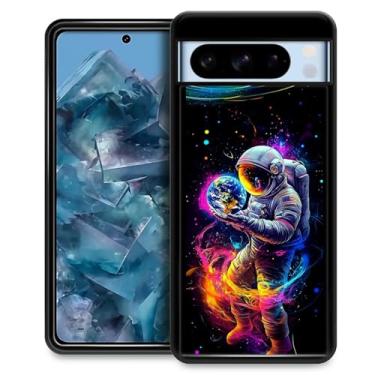 Imagem de FKBRCL4U Capa para Google Pixel 8 Pro, design gráfico para meninas e meninos, silicone macio, acrílico, proteção contra choque, projetada para o Google Pixel 8 Pro Astronauta Earth Space Galaxy