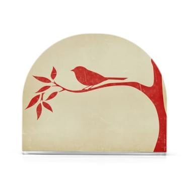 Imagem de Qilmy Porta-guardanapos de acrílico com ilustração de pássaro vintage, suporte de guardanapo de coquetel de plástico transparente para mesas de restaurante de cozinha, 1 peça