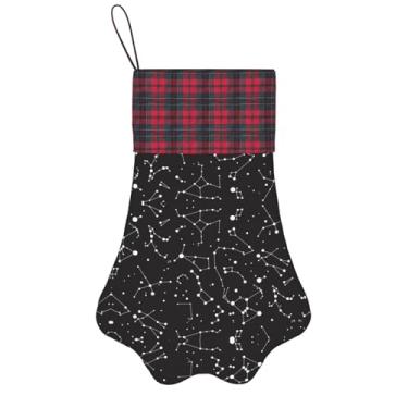 Imagem de Meias de Natal com estampa de constelação de adivinhação estrelada, animais de estimação, decoração de Natal, cães, gatos, árvores, doces, presente, conveniente