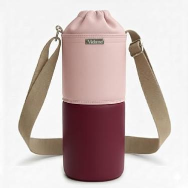 Imagem de Bolsa Térmica (ROSA COM VINHO) RAMIERE para Garrafa de 500 ML em Couro Sintético - Coleção Cores VERÃO 2026