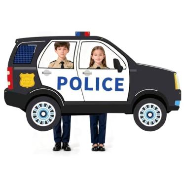 Imagem de Pano de fundo para fotografia de polícia, decoração de carro de polícia, cenário fotográfico em forma de carro de polícia, suporte de cabine fotográfica, adereços de fotografia para artigos de festa