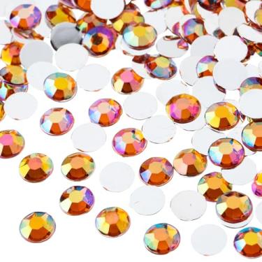 Imagem de John Bead 1000 peças 8 mm (SS39), laranja AB, strass de acrílico redondo plano para fazer joias, artesanato DIY, arte de unhas, maquiagem facial, roupas