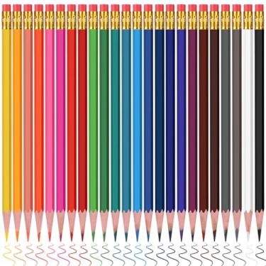 Imagem de TecUnite 120 lápis hexagonais de madeira não afiados nº 2 com borracha para adultos, presentes para exames escolares, arte, aprendizagem, escritório, esboços (cores mistas)