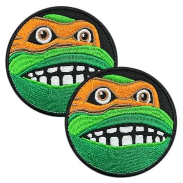 Imagem de 2 peças IT is a Cowabunga Frog Remendos engraçados para jaquetas - gancho e laço meme divertido desenho animado sapo patch para roupas - Emblema moderno bordado para colete, mochilas, bonés, chapéu