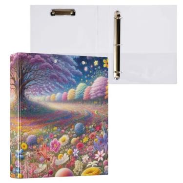 Imagem de Pasta para prancheta de flores de verão, 3 anéis redondos, organizador de fichário para escola e escritório, 1 pacote