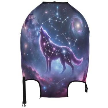 Imagem de Joisal Capas de bagagem Galaxy Wolf para protetor de mala, acessórios de viagem para mulheres, flores, Lobo galáxia, M, Fits 22-24 Inch Case, Capa de mala