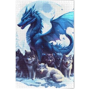 Imagem de 500 peças personalizadas com estampa animal de dragão lobos para adultos, família, brinquedo, arte, quebra-cabeças, legais, presentes, 52 x 37,8 cm