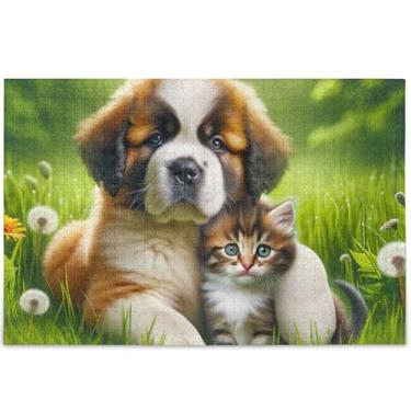 Imagem de Chow Chow Quebra-cabeça filhote cachorro gatinho 500 peças adultos presentes elefante branco engraçado família divertido quebra-cabeça personalizado pintura de arte animal, 52 cm x 37,8 cm