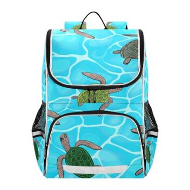 Imagem de Kids Backpack Girls Students Large Back to School Bag Personalized Sea Turtles Clear Blue Ocean Bookbags Toddler Elementary Boys Backpacks Animal Capacity 18L