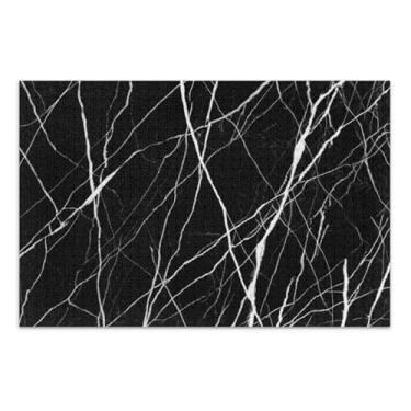 Imagem de Quebra-cabeça adulto 1000 peças elegante mármore preto veias brancas impressão de arte animal divertido família quebra-cabeça elefante branco presentes engraçados, 75 x 40 centímetros