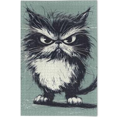 Imagem de Quebra-cabeça de gato engraçado irritado adulto 500 peças decoração de arte animal quebra-cabeça cena de outono personalizado engraçado jogo presentes, 52 cm x 37,8 cm