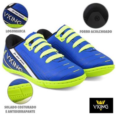 Imagem de Tênis Futsal Infantil Vking  Azul Verde Limão do 26 ao 33 - Viking, 28