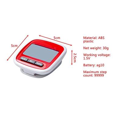 Imagem de Dioche Pedômetro Simples Display LCD Contador de Passos de Caminhada 3D Pedômetro Rastreador de Passos Preciso para Fitness Corrida Caminhada Com Clipe de Cintura Tela à Prova de (vermelha)