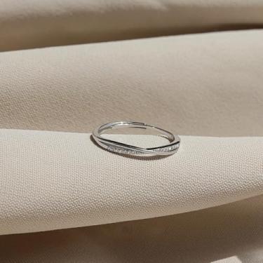 Imagem de Anel delicado banhado a prata 925 para mulheres, uso diário, anel delicado para mulheres, joias modernas, presentes, Metal, Sem pedra preciosa