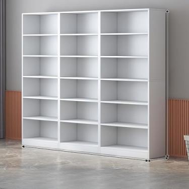Imagem de Prateleira de canto com painel traseiro aberto - Estante alta para exibição de livros e decoração, prateleiras de armazenamento de chão na cor branca (A180)