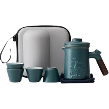 Imagem de Conjunto de chá de viagem conveniente com você por todo o caminho, uma panela e quatro xícaras, com uma capacidade de 10,4 e uma capacidade de xícara de 45,4 g-Q2