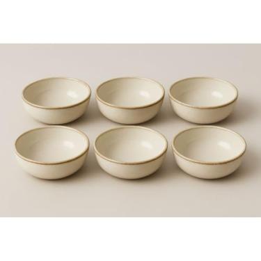 Imagem de Jogo de Pratos - Prato Fundo de Porcelana 100% Moderno 19cm, Cor Bege com Bowls Raso, Ideal para Pratos de Jantar e Casa (6 unid.)