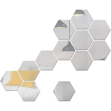 Imagem de Adesivos de Parede Espelho Hexagonal Decorativos Acrílico DIY Removíveis Decoração para Casa Quarto Banheiro e Sala Estar