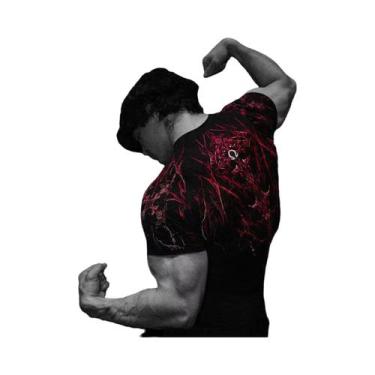 Imagem de Camiseta Masculina Gótica Escura Com Arte Abstrata, Estampa De Monstro