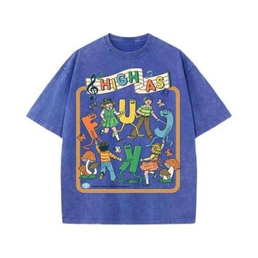 Imagem de Camiseta Masculina Oversize Retrô De Verão Em Algodão Macio Com Gola R