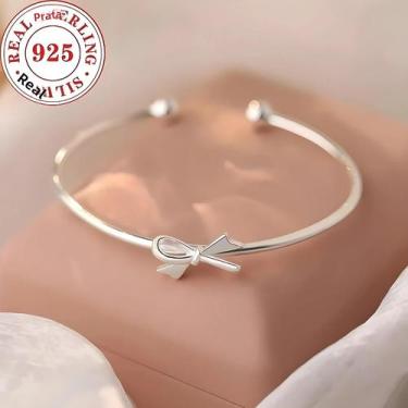 Imagem de Pulseira Delicada Com Laço Em Prata Esterlina 925, Pulseira Aberta, Ac