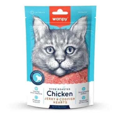 Imagem de Petisco mini corações de frango e peixe para gatos 80g - wanpy