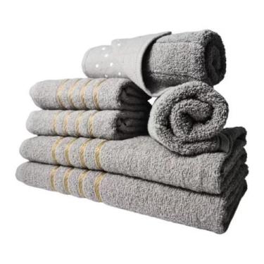 Imagem de Jogo De Toalha 2 Banho 2 Rosto 2 Luxo Dubai Cinza - TOALHAS SHOW