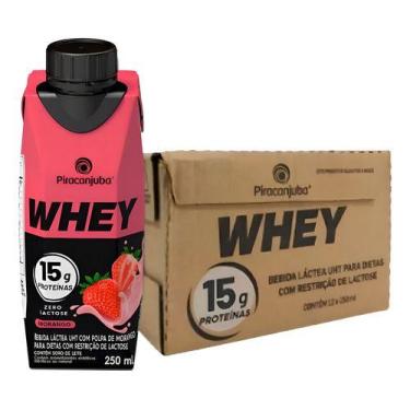 Imagem de Kit 12 Piracanjuba Whey Morango S/ lactose 250ml