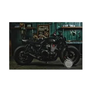 Imagem de Pôster De Corrida De Motocicleta Preto Pesado Em Tela Para Decoração D