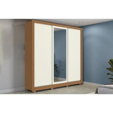 Imagem de Guarda Roupa Casal CB07M570 3 Portas de Correr 2 Gavetas MDP com Espelhos Canela com Of...