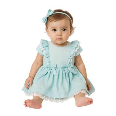 Imagem de Vestido aniversário bebê Festa Renda Laço Luxo Papilloo, Verde, Claro,